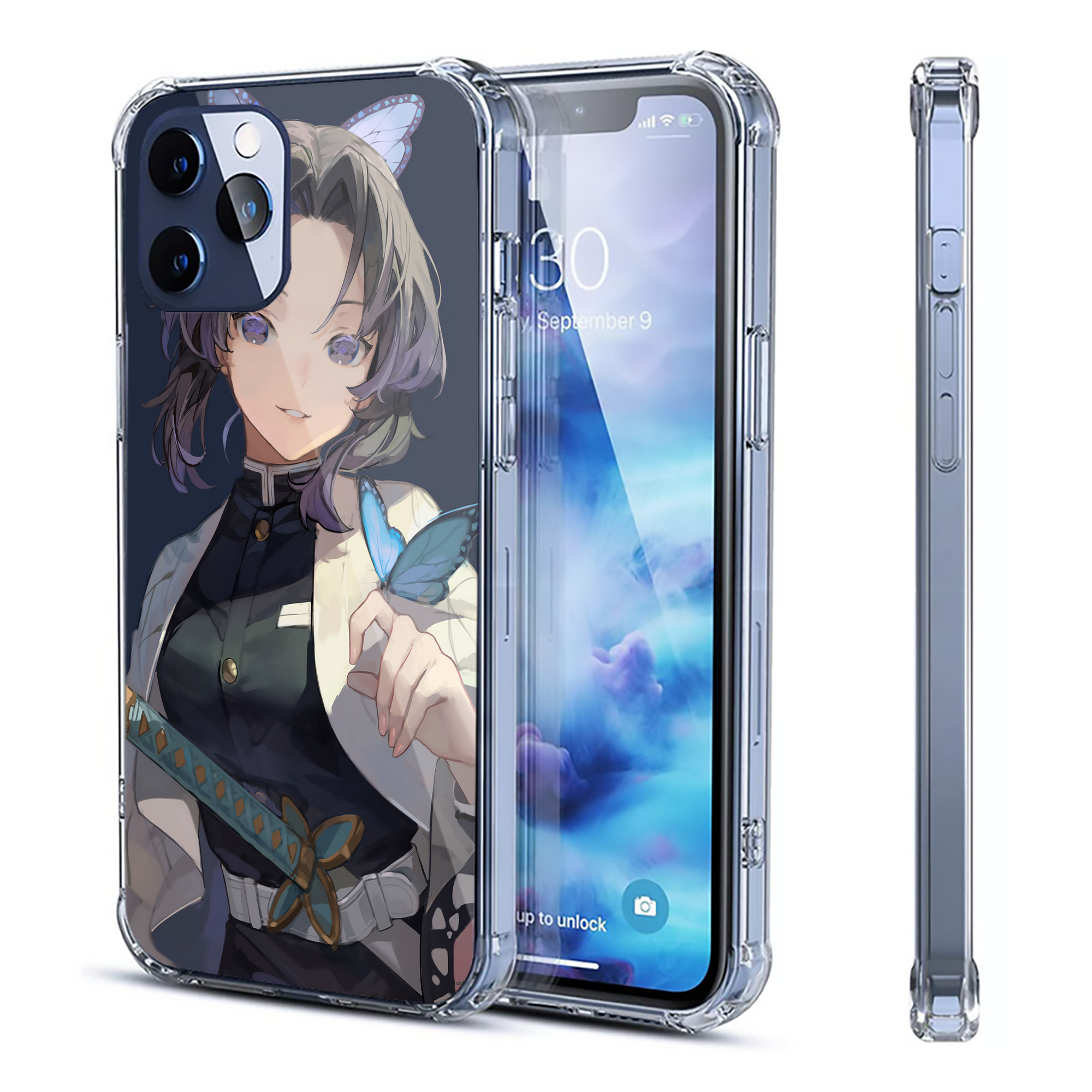 （画像用） 鬼滅の刃（きめつのやいば）蟲柱-胡蝶 しのぶ／こちょう しのぶ Kochou Shinobu 【iPhone 12シリーズ対応】透明スマホケース（クリアソフトケース）